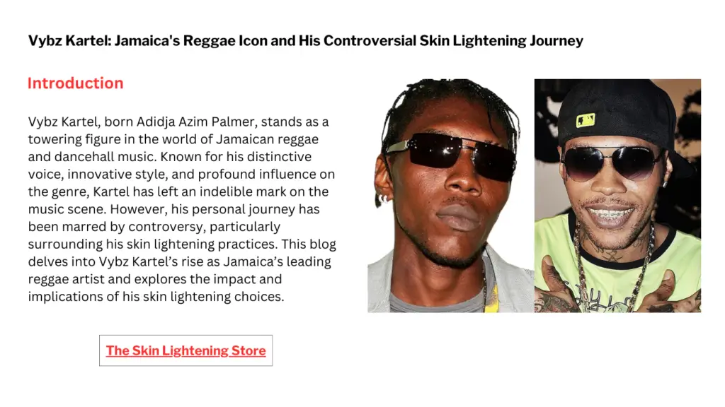 Vybz Kartel: Controversial Jamaican dancehall artist during a performance, showcasing his lightened skin after publicly admitting to using skin bleaching products.