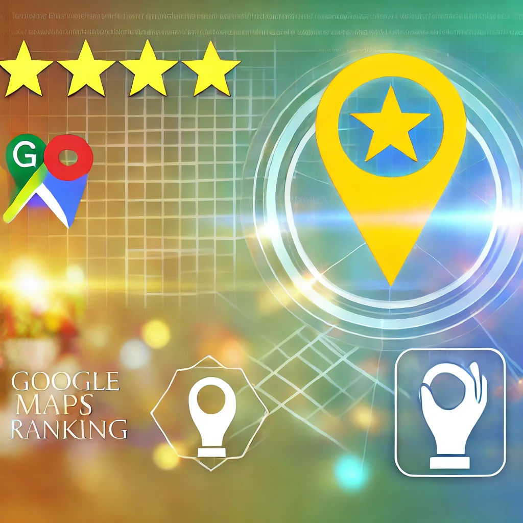 Colorful graphic illustrating strategies to improve Google Maps ranking for local businesses.