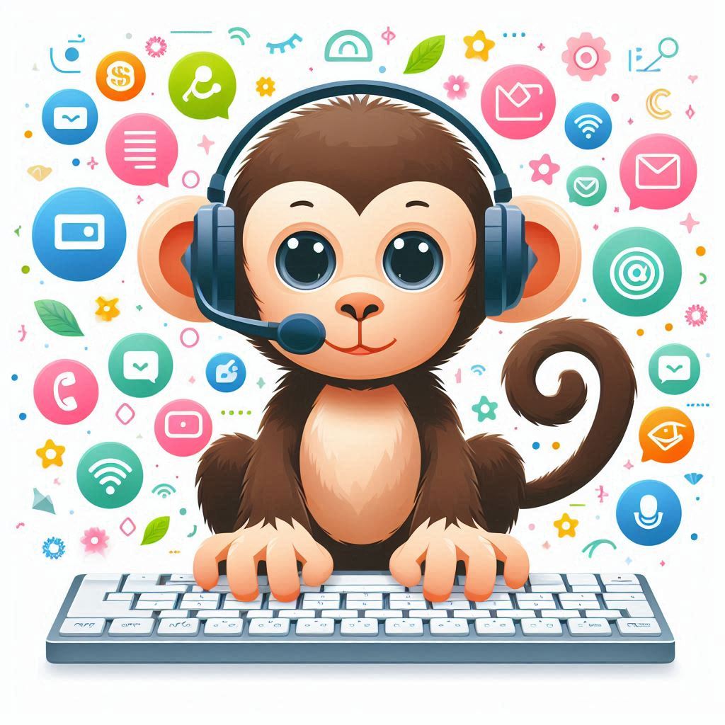 MonkeyDigital logo with digital marketing icons and graphs